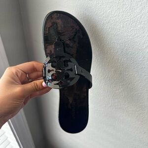 LEFT Tory Burch Miller Sandal black patent leather